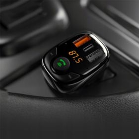 TRANSMITER FM ROCK B301 Z ZESTAWEM GŁOŚNOM&Oacute;WIĄCYM USB-C MICRO SD 2xUSB