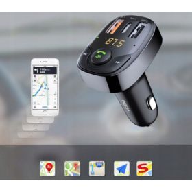 TRANSMITER FM ROCK B301 Z ZESTAWEM GŁOŚNOM&Oacute;WIĄCYM USB-C MICRO SD 2xUSB