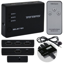ROZDZIELACZ HDMI DO HDMI 3X1 FULL HD 1080P Z PILOTEM