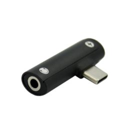 PRZEJŚCI&Oacute;WKA USAMS AU07 USB-C NA USB-C/MINI JACK 3,5 MM CZARNA