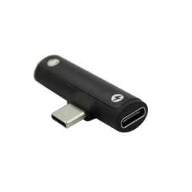 PRZEJŚCI&Oacute;WKA USAMS AU07 USB-C NA USB-C/MINI JACK 3,5 MM CZARNA