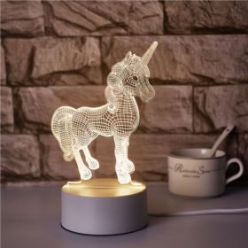 LAMPKA JEDNOROŻEC LED 3D Z KABLEM 3 TRYBY