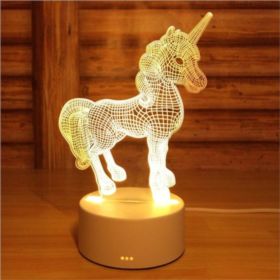 LAMPKA JEDNOROŻEC LED 3D Z KABLEM 3 TRYBY