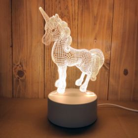 LAMPKA JEDNOROŻEC LED 3D Z KABLEM 3 TRYBY