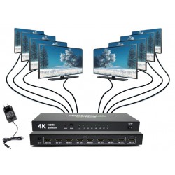 SPLITTER SWITCH HDMI 8 PORTÓW 4KX2K ROZDZIELACZ Z ZASILACZEM