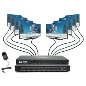 SPLITTER SWITCH HDMI 8 PORT&Oacute;W 4KX2K ROZDZIELACZ Z ZASILACZEM