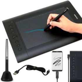 TABLET GRAFICZNY HUION H610 PRO V2 Z PI&Oacute;RKIEM RYSIKAMI I UCHWYTEM PH03