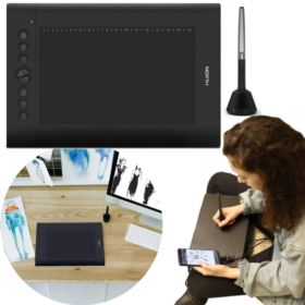 TABLET GRAFICZNY HUION H610 PRO V2 Z PI&Oacute;RKIEM RYSIKAMI I UCHWYTEM PH03