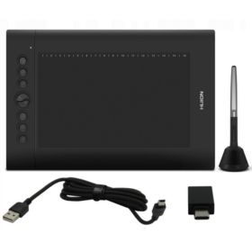 TABLET GRAFICZNY HUION H610 PRO V2 Z PI&Oacute;RKIEM RYSIKAMI I UCHWYTEM PH03