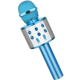 MIKROFON KARAOKE BLUETOOTH BEZPRZEWODOWY Z GŁOŚNIKIEM NIEBIESKI
