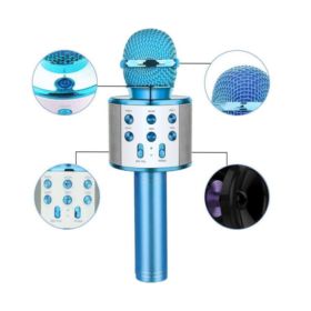 MIKROFON KARAOKE BLUETOOTH BEZPRZEWODOWY Z GŁOŚNIKIEM NIEBIESKI