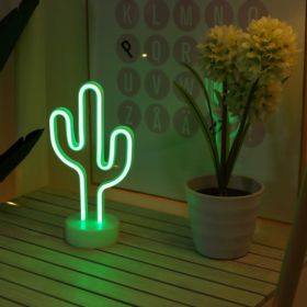 LAMPKA NOCNA LED KAKTUS Z PODSTAWKĄ I KABLEM USB