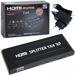 SWITCH HDMI SPLITTER 1x4 PORTY Z ZASILACZEM KONWERTER
