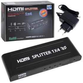SWITCH HDMI SPLITTER 1x4 PORTY Z ZASILACZEM KONWERTER