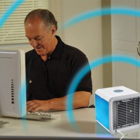 MINI KLIMATYZATOR PRZENOŚNY AIR COOLER NA USB Z PODŚWIETLANIEM