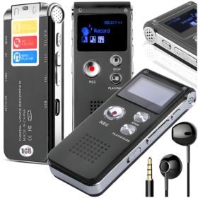 DYKTAFON SK-012 CYFROWY MP3 8GB SREBRNY