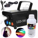 MASZYNA DO DYMU LED-500 Z 3 DIODAMI LED I PILOTEM + PŁYN 1 LITR