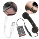 SŁUCHAWKA RETRO DO TELEFONU CZARNA MINI JACK 3.5 MM PLUS ADAPTER USB-C DO AUX