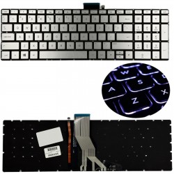 KLAWIATURA DO HP 250 G6 255 G6 15S-EQ 15S-FQ LED PODŚWIETLANA BEZ RAMKI SREBRNA BŁYSZCZĄCA - Klawiatury do laptopów