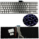 KLAWIATURA DO HP 250 G6 255 G6 15S-EQ 15S-FQ LED PODŚWIETLANA BEZ RAMKI SREBRNA BŁYSZCZĄCA