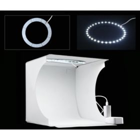 NAMIOT BEZCIENIOWY 20CM Z RINGIEM LED I 6 TŁAMI FOTOGRAFICZNYMI