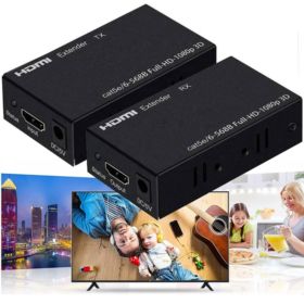 EXTENDER HDMI NA RJ45 LAN CZARNY PRZEDŁUŻACZ DO 60 METR&Oacute;W ODBIORNIK I NADAJNIK