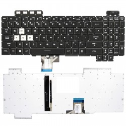 KLAWIATURA DO ASUS FX505DU FX505DY FX505DD FX505DT FX705 FX705GM BIAŁY LED BEZ RAMKI US CZARNA