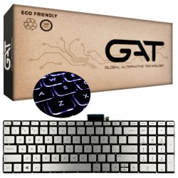 KLAWIATURA DO HP 250 G6 255 G6 15S-EQ 15S-FQ LED PODŚWIETLANA BEZ RAMKI SREBRNA BŁYSZCZĄCA + OPAKOWANIE KGAT - Klawiatury do ...