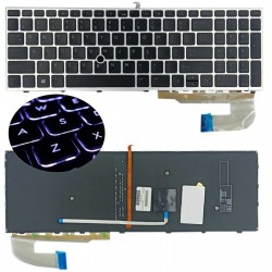 KLAWIATURA HP US CZARNA 750 755 850 855 G5 G6 ZBOOK 15U G5 15U G6 SREBRNA RAMKA Z PODŚWIETLENIE LED