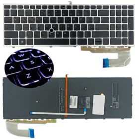 KLAWIATURA HP US CZARNA 750 755 850 855 G5 G6 ZBOOK 15U G5 15U G6 SREBRNA RAMKA Z PODŚWIETLENIE LED