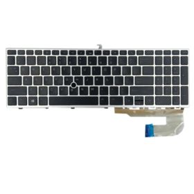 KLAWIATURA HP US CZARNA 750 755 850 855 G5 G6 ZBOOK 15U G5 15U G6 SREBRNA RAMKA Z PODŚWIETLENIE LED