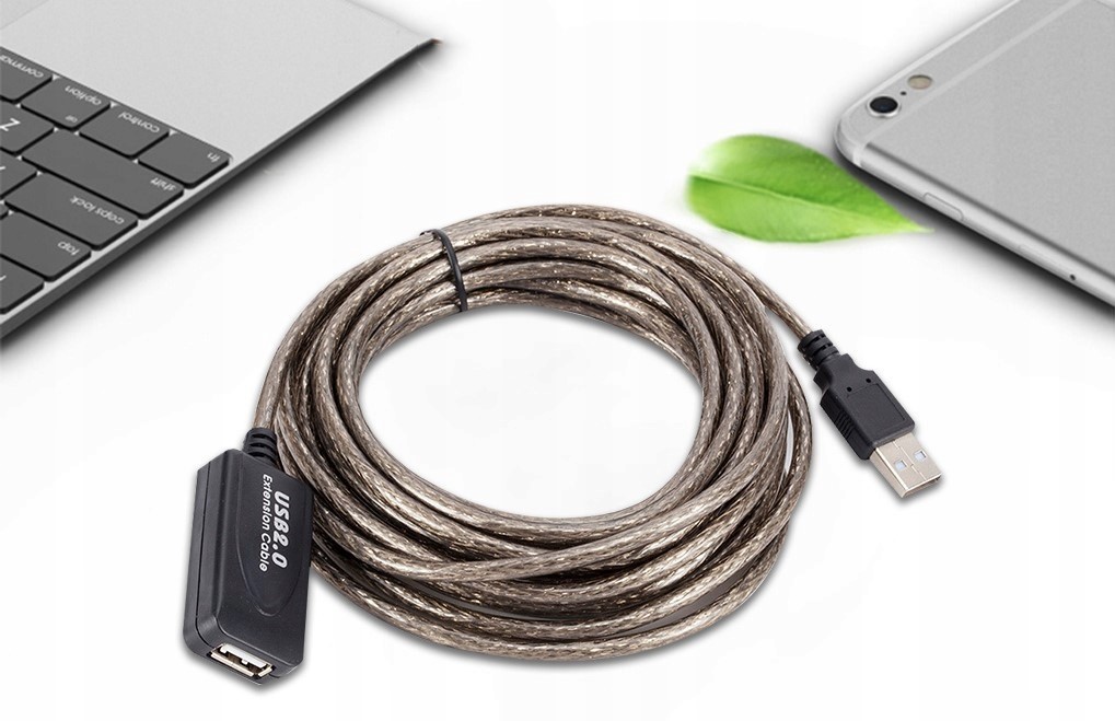 PRZEDŁUŻACZ USB 10M USB 2.0 AKTYWNY CZARNY - Kable i USB adaptery