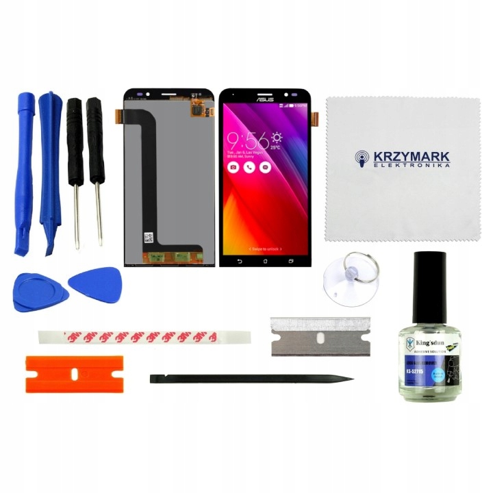 WYŚWIETLACZ Z DIGITIZEREM ASUS ZENFONE GO ZB552KL CZARNY Z ZESTAWEM NAPRAWCZYM - Wyświetlacze z digitizerami do telefonów