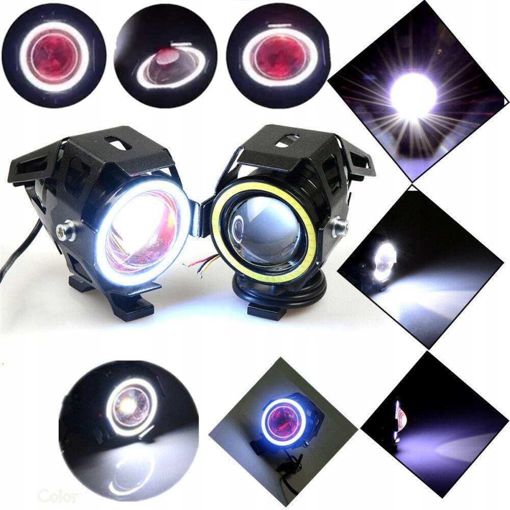 LAMPA MOTOCYKLOWA REFLEKTOR LED CREE U7 CZERWONY RING - Akcesoria motoryzacyjne