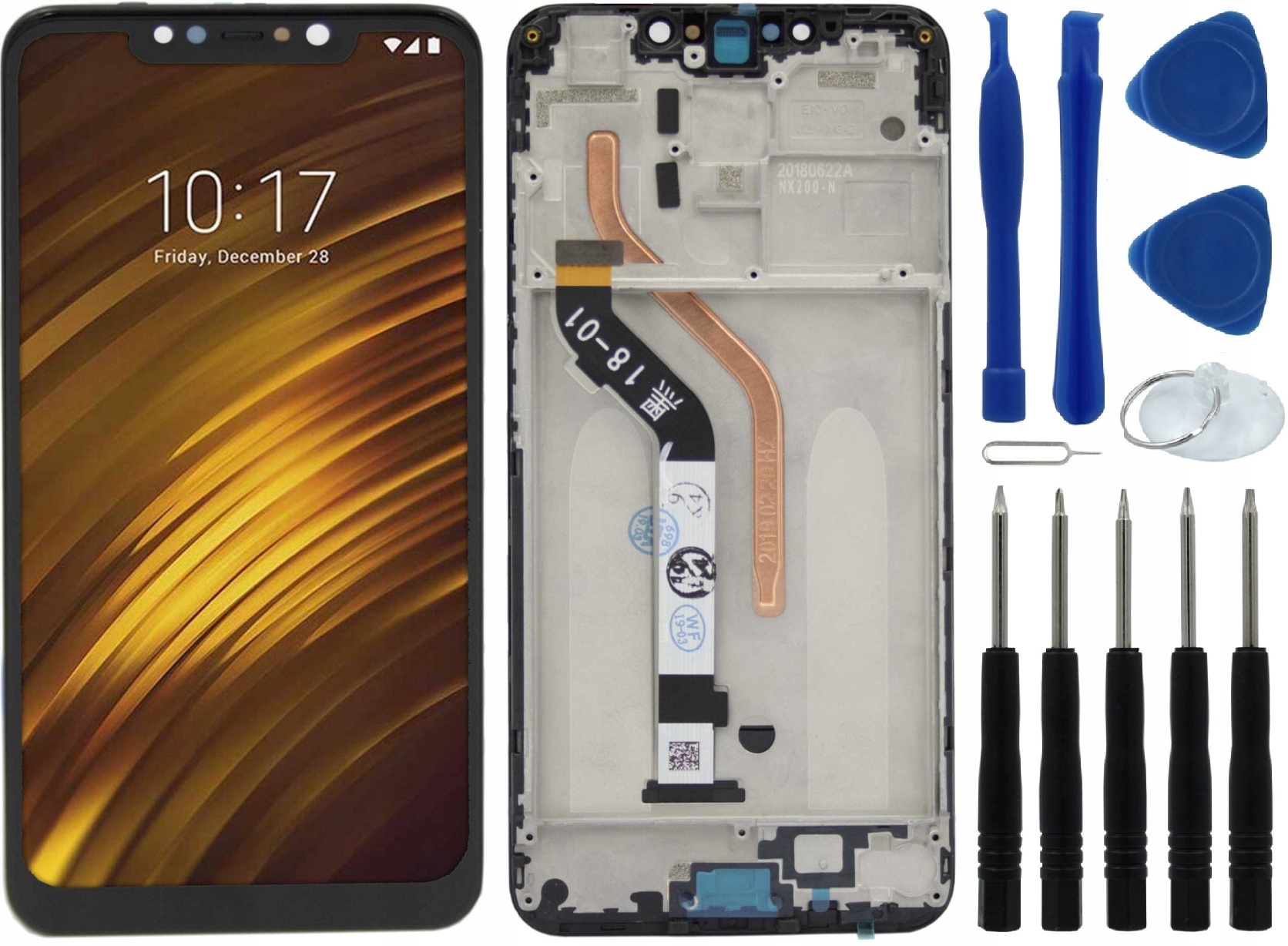 WYŚWIETLACZ Z DIGITIZEREM XIAOMI POCOPHONE F1 Z RAMKĄ I NARZĘDZIAMI CZARNY - Wyświetlacze z digitizerami do telefonów