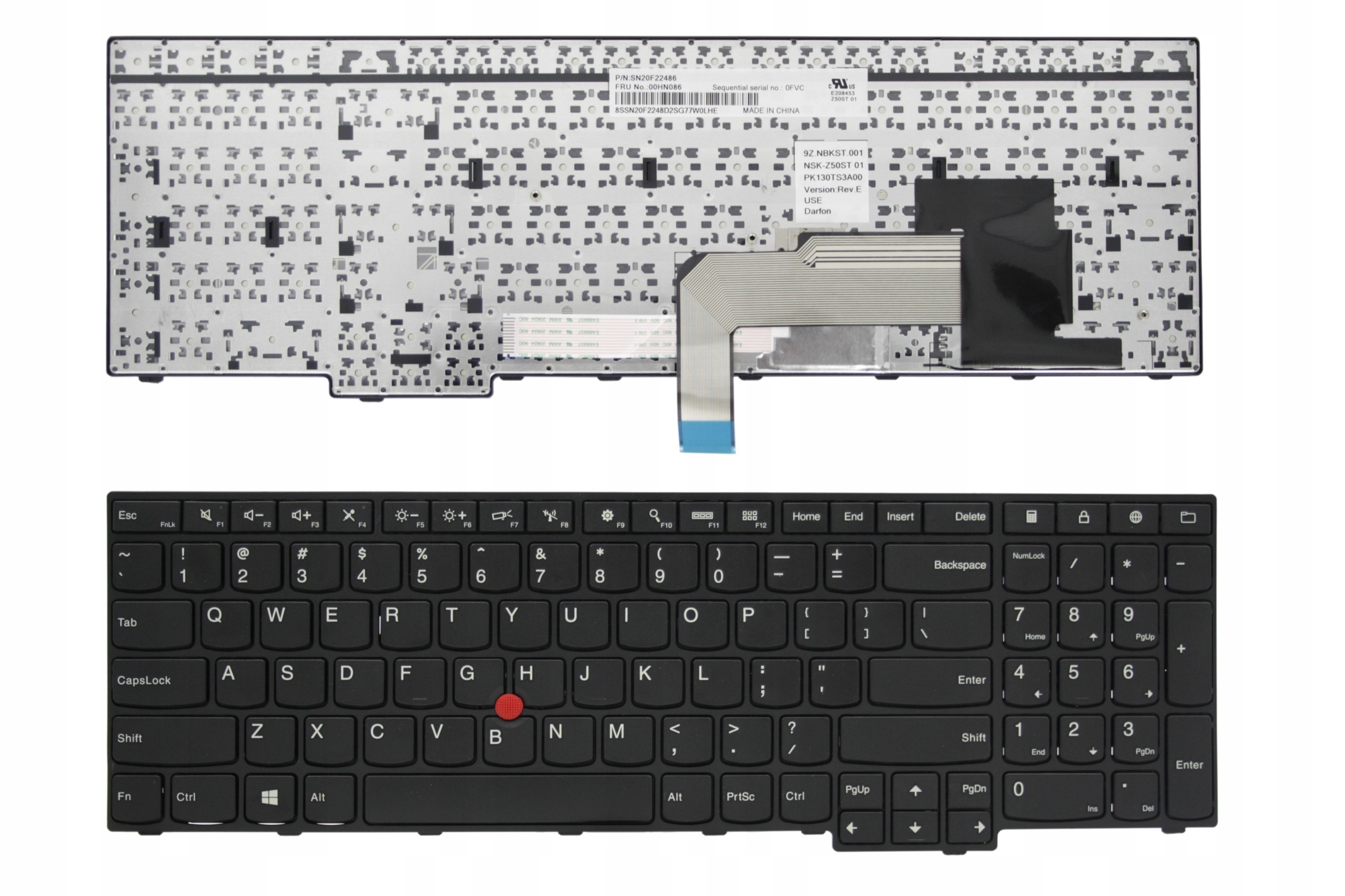 KLAWIATURA LENOVO THINKPAD E560 E560P E565 E560C SN20F22486 CZARNA Z POINTEREM I RAMKĄ US - Klawiatury do laptopów