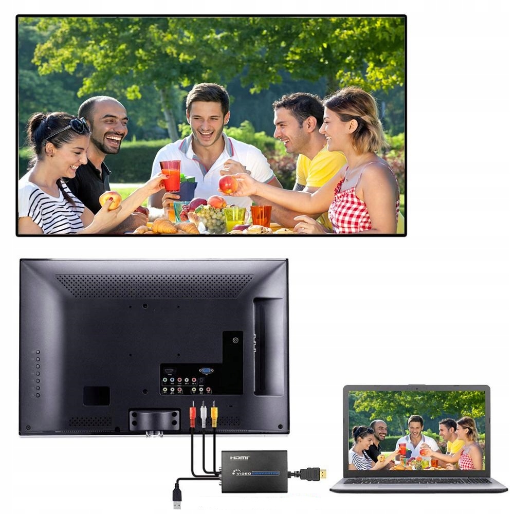 KONWERTER Z HDMI DO AV CVBS/ S-VIDEO SYGNAŁ CYFROWY NA ANALOGOWY - Kable i USB adaptery