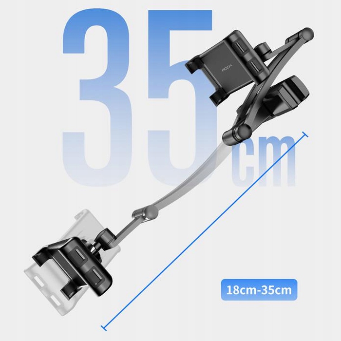SAMOCHODOWY UCHWYT NA ZAGŁÓWEK Z WYSIĘGNIKIEM ROCK BACKSEAT CZARNY OBROTOWY - Ładowarki i uchwyty samochodowe
