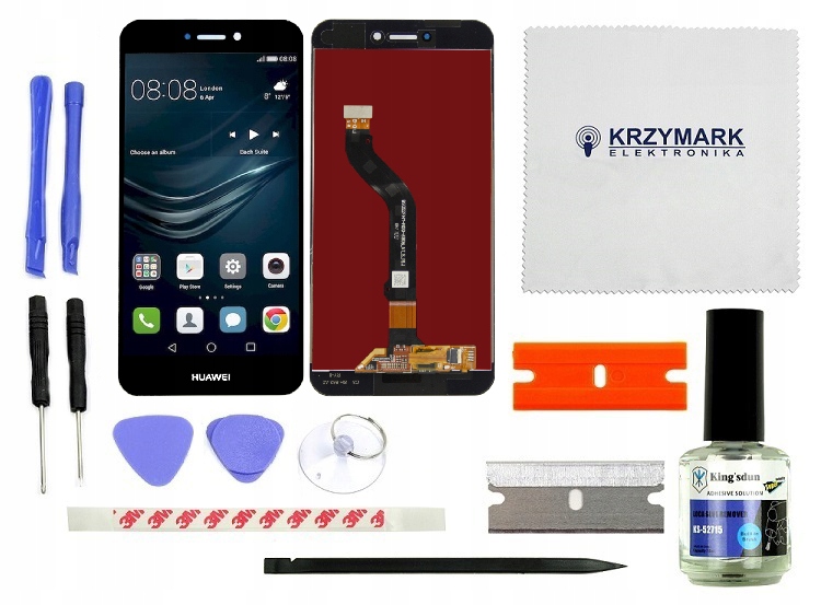 WYŚWIETLACZ I DIGITIZER HUAWEI P9 LITE 2017 PRA-LX1 PRA-LA1 Z ZESTAWEM NAPRAWCZYM CZARNY - Wyświetlacze z digitizerami do telefonów