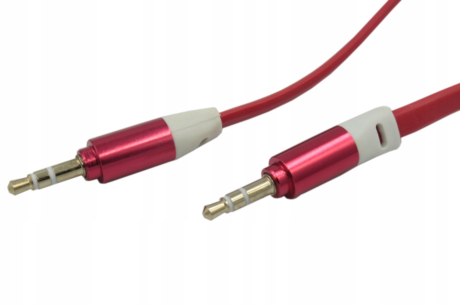 KABEL AUDIO AUX MINI JACK 3.5MM 1M CZERWONY PŁASKI NIEPLĄCZĄCY PRZEWÓD - Kable i USB adaptery