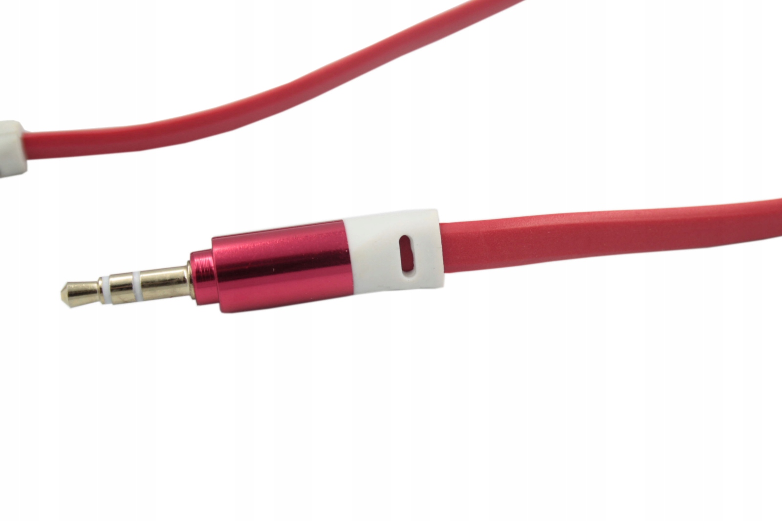 KABEL AUDIO AUX MINI JACK 3.5MM 1M CZERWONY PŁASKI NIEPLĄCZĄCY PRZEWÓD - Kable i USB adaptery