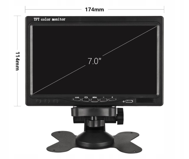 KAMERA COFANIA 8 DIOD IR Z MONITOREM 7 CALI PILOTEM I KABLEM 15 METRÓW - Kamery cofania