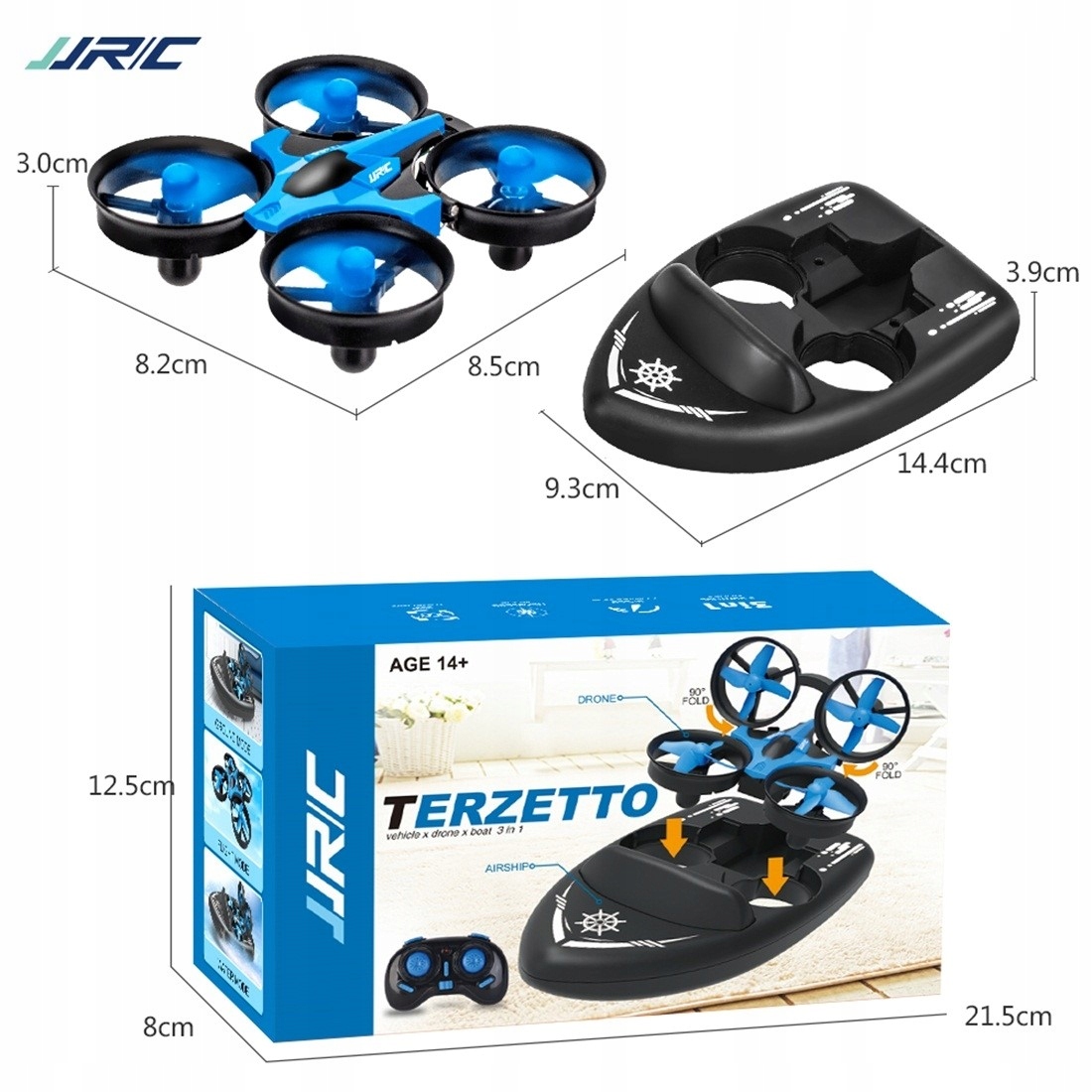 MOTORÓWKA ZDALNIE STEROWANA Z DRONEM 3w1 JJRC TERZETTO CZARNO-NIEBIESKA - Rodzina