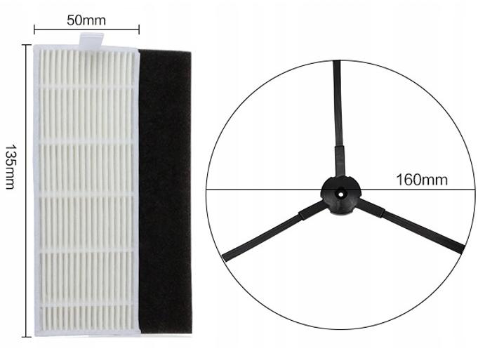 ZESTAW SZCZOTEK DO ROBOTA ILIFE A4 A4S A6 T4 Z FILTRAMI HEPA 3 KOMPLETY - Akcesoria rtv agd