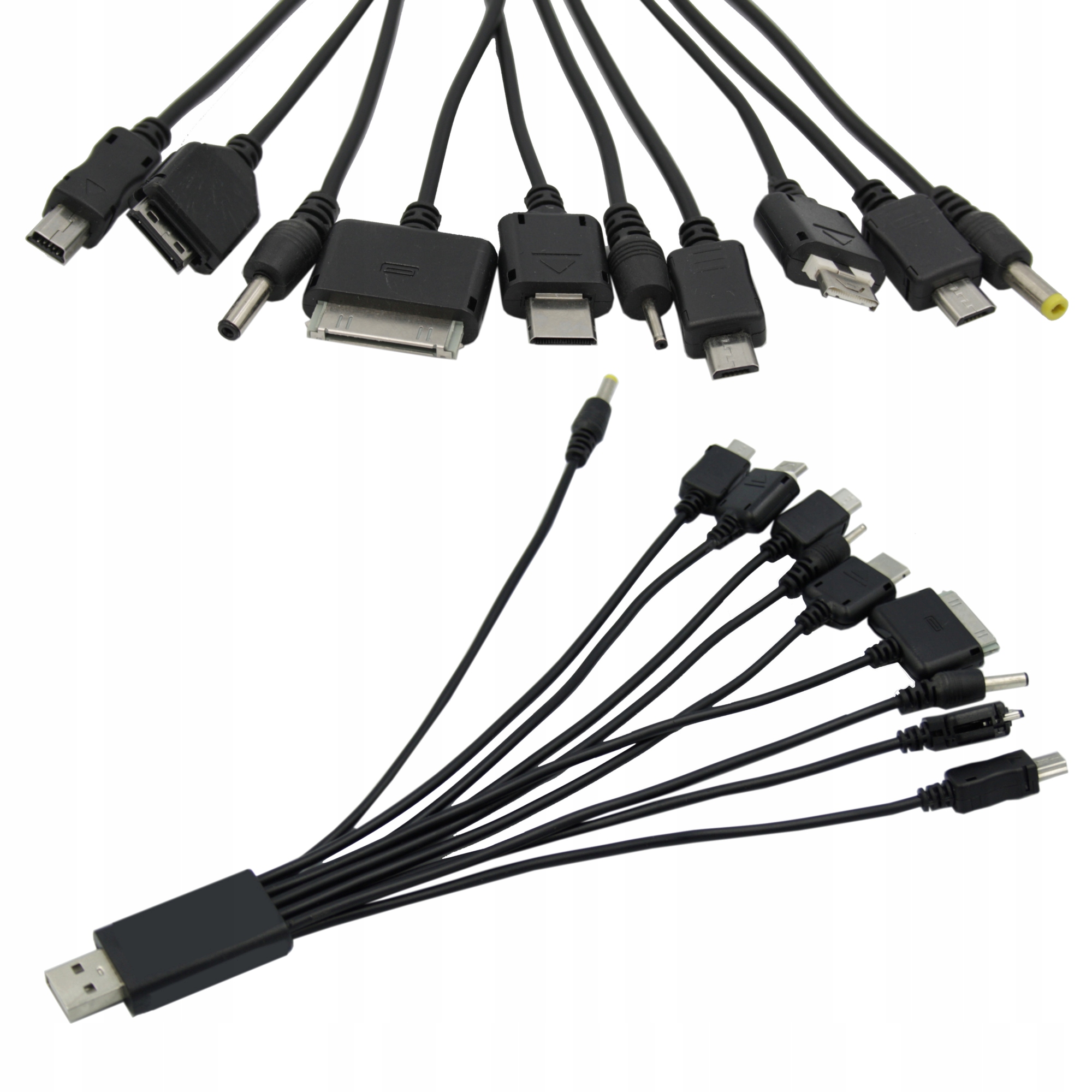 KABEL SIECIOWO-SAMOCHODOWY 10W1 CZARNY 16CM - Kable i USB adaptery