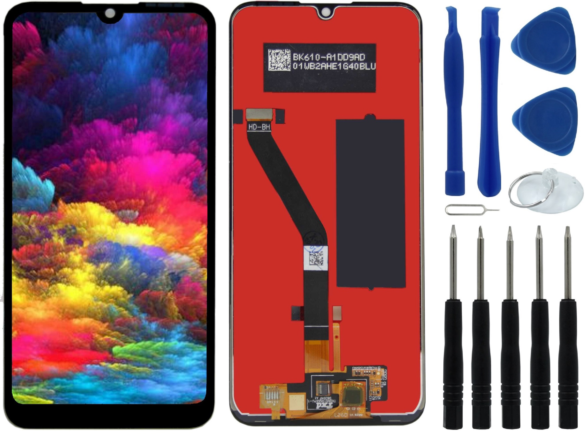WYŚWIETLACZ DIGITIZER HUAWEI Y6 2019 MRD-LX1 PRIME MRD-LX1F HONOR 8A Z NARZĘDZIAMI CZARNY - Wyświetlacze z digitizerami do telefonów