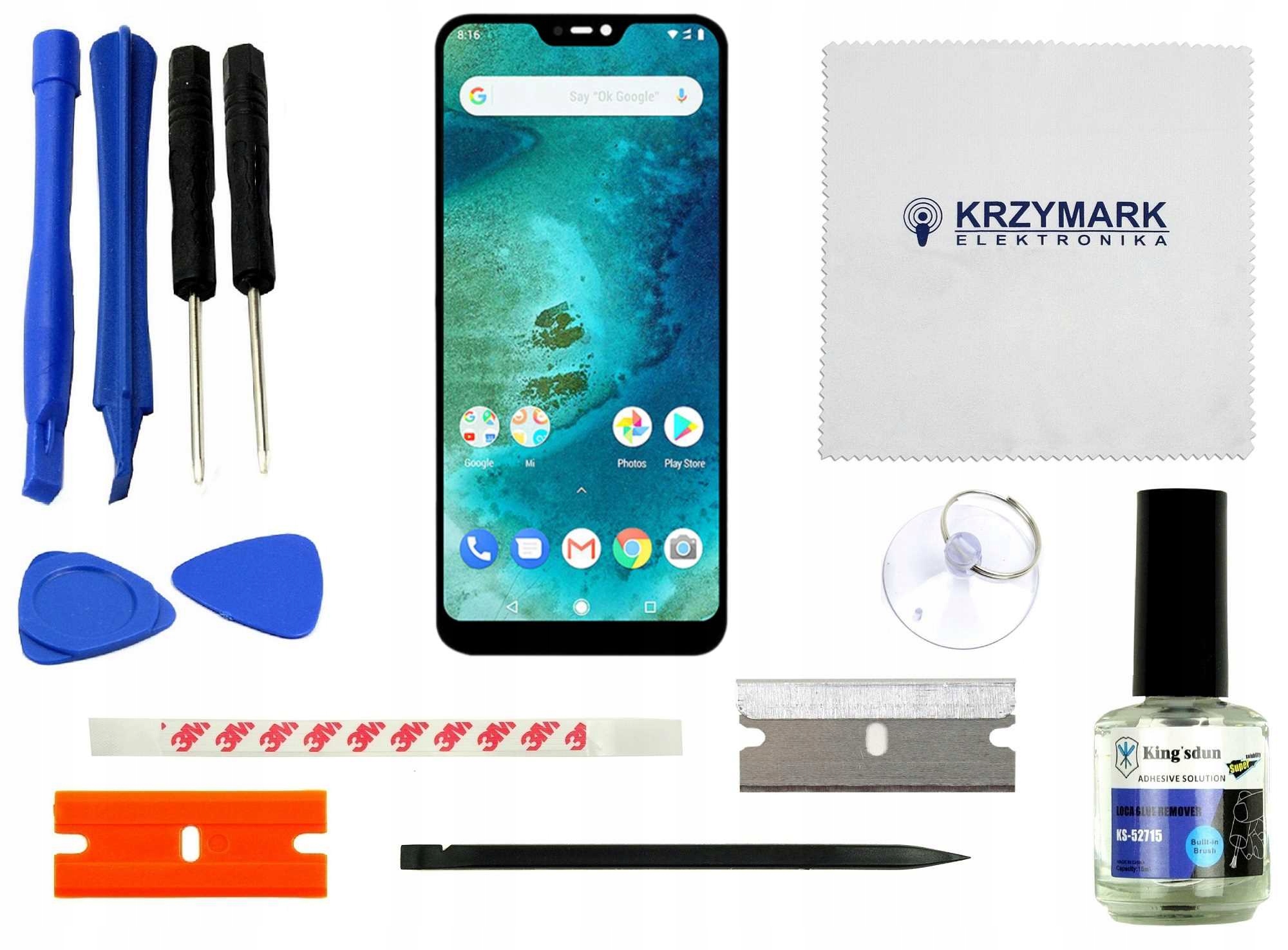 WYŚWIETLACZ DIGITIZER XIAOMI MI A2 LITE M1805D1SG REDMI 6 PRO Z ZESTAWEM NAPRAWCZYM CZARNY - Wyświetlacze z digitizerami do telefonów