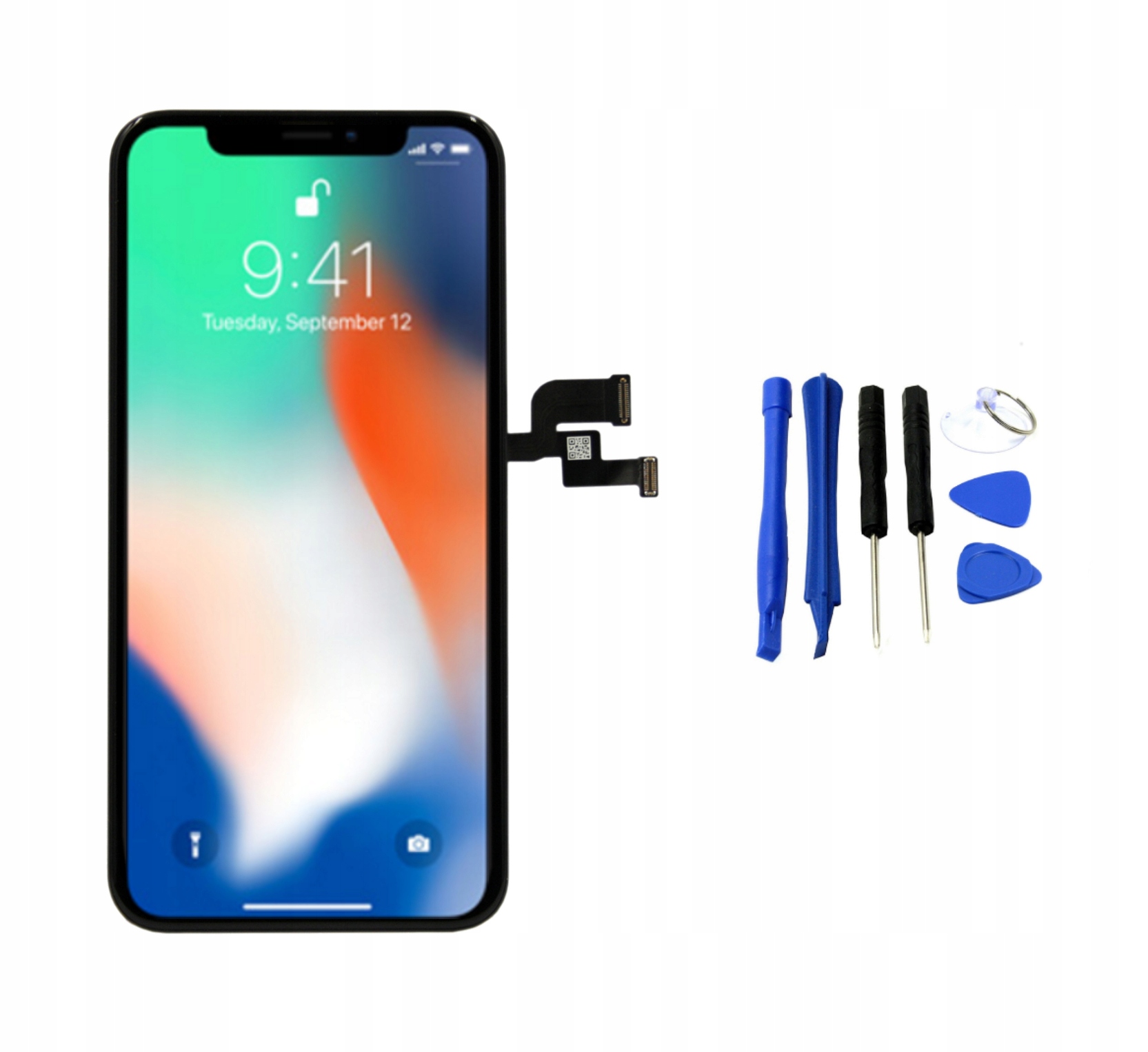 WYŚWIETLACZ DIGITIZER IPHONE X Z RAMKĄ SIATECZKĄ MESH I NARZĘDZIAMI CZARNY AMOLED GX - Wyświetlacze z digitizerami do telefonów