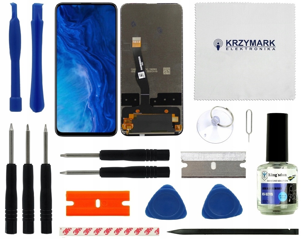 WYŚWIETLACZ DIGITIZER HUAWEI P SMART Z STK-LX1 STK-LX2 Z ZESTAWEM NAPRAWCZYM CZARNY - Wyświetlacze z digitizerami do telefonów