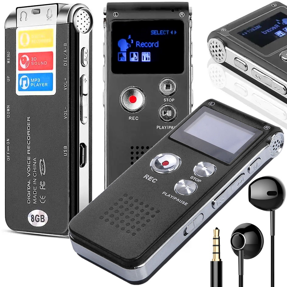 DYKTAFON SK-012 CYFROWY MP3 8GB SREBRNY - Akcesoria rtv agd